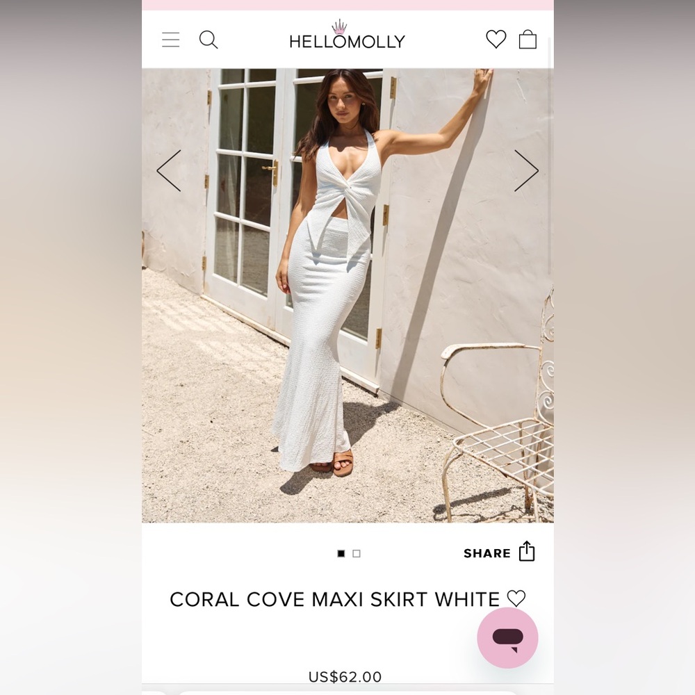 Hello Molly Coral Cove halter top and maxi skirt white